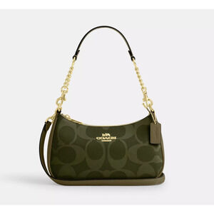 Coach Teri Mini Crossbody Bag CCE42 suede/Qb/Army Green